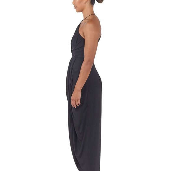 ZIMMERMANN Silk Tuck Dress Blck Maxi Halter Drape  Size 1 (6 Womens) - Picture 2 of 13